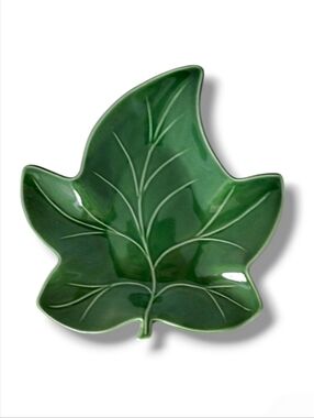 1950s Hall Pottery Green Maple Leaf Dish 695